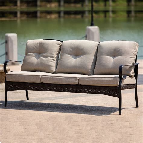 Outdoor Iron 3 Seater Sofa With Cushions For Patio Overstock 31742602