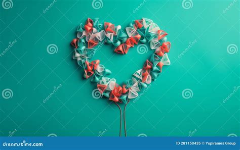 Flower And Heart Symbolize Love And Romance In Abstract Backdrop