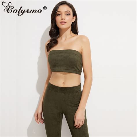 Colysmo Sexy Strapless Strechable Women Suede Bustier Bandeau Crop Top Tank Tops Autumn Winter