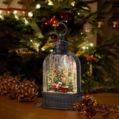 Christmas Snow Globe Lantern With Music Battery Operated Lighted