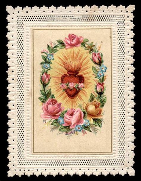 Old Holy Card Lace Canivet Santino Merlettatosacred Heart Of Mary 9