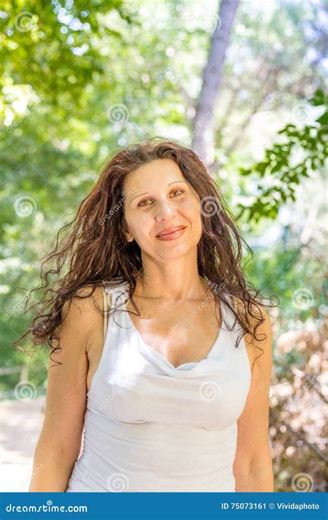 Busty Classy Mature Woman Smiling Stock Image Image Of Copy Woman 75073161
