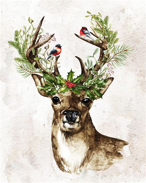 Christmas Deer Watercolor Printable Knick Of Time