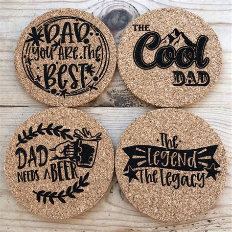 Fathers Day Coasters Set Birthday T T Set Fathers Etsy
