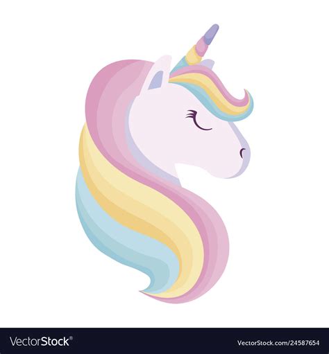 Head Cute Unicorn Isolated Icon Royalty Free Vector Image
