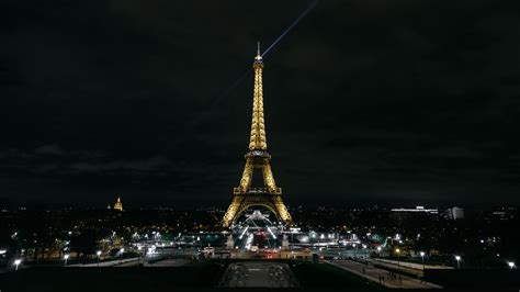 Eiffel Tower Paris Night City City Lights France 4k