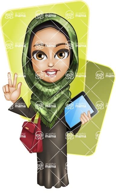 Young Muslim Woman Cartoon Vector Character 102 Cartoon Poses Shape 6 Graphicmama