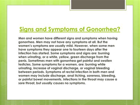 Presentation Of Gonorrhea