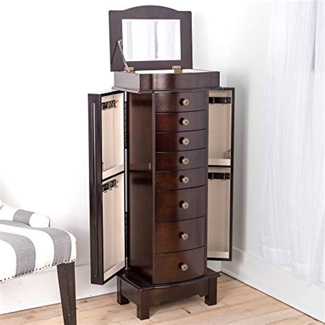 Hives And Honey Shiloh Standing Walnut Jewelry Armoire