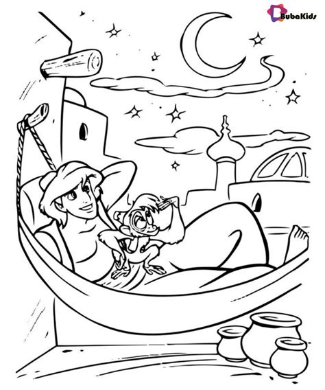 Jasmine kiss a bird disney princess s8d97. Aladdin And Abu Enjoying The Sky Aladdin Coloring Page and ...