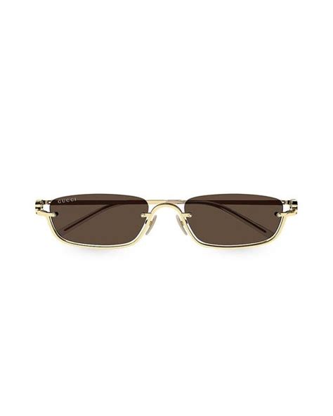 gucci gg upside down 55mm rectangular metal sunglasses in brown for men lyst