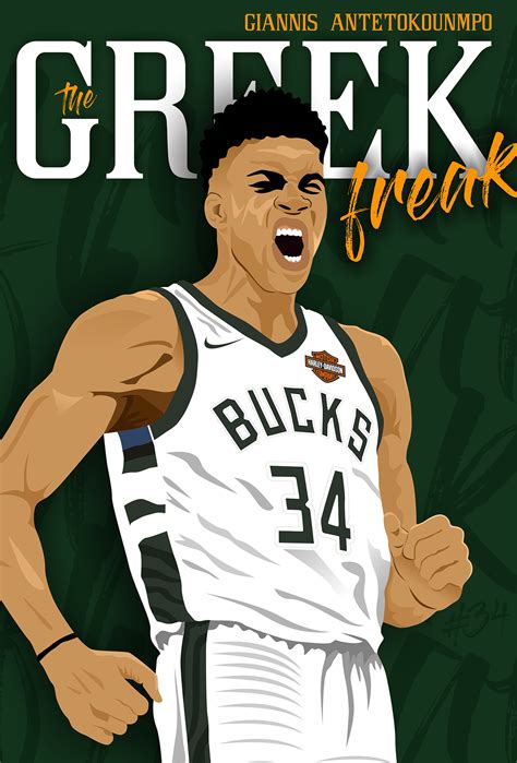 Next in the nba nickname logo series is the greek freak. The Greek Freak Illustration. on Pantone Canvas Gallery