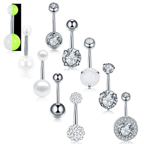 Buy Pcs G Stainless Steel Navel Rings Belly Button Piercing Navel