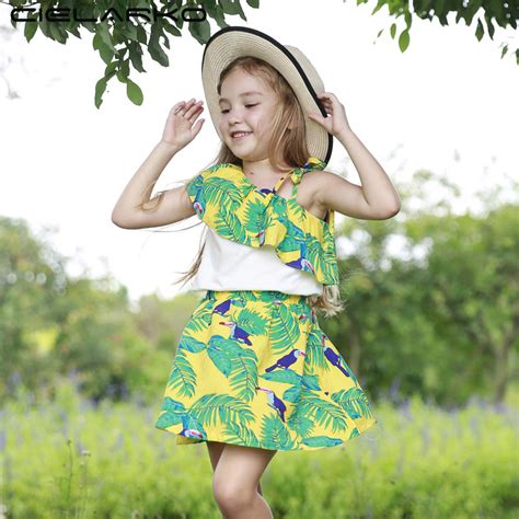 Cielarko Toddler Girls Clothing Set Summer Off Shoulder T Shirt Skirt