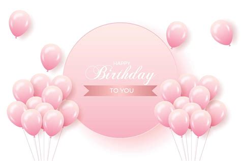 Happy Birthday With Pink Balloons And Pink Background 4813207 Vector