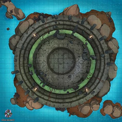 Island Ruins Battle Map For Dungeons Dragons And Pathfinder Dungeon