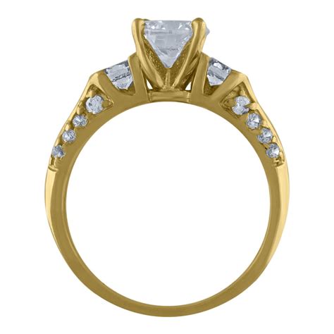 Jewelryweb 10k Yellow Gold Womens Cubic Zirconia Cz Engagement Ring