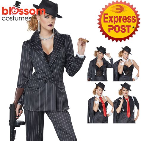 Ca515 Ms Mobster Mafia Gangster Chicago Womens Fancy Dress Up 1920s
