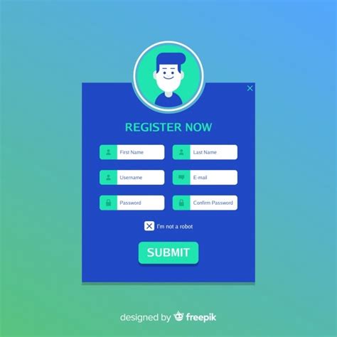 Free Vector Modern Registration Form Template With Flat Design