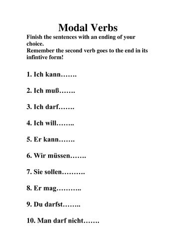 Modal Verb Practice In German Teaching Resources