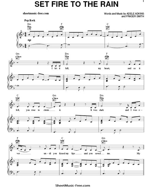 Learn songs easier and faster with pro. Set Fire To The Rain Sheet Music Adele - Sheet Music Free