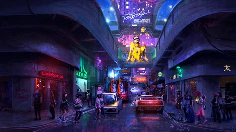 Wallpaper Futuristic City Science Fiction Digital Art Cyberpunk