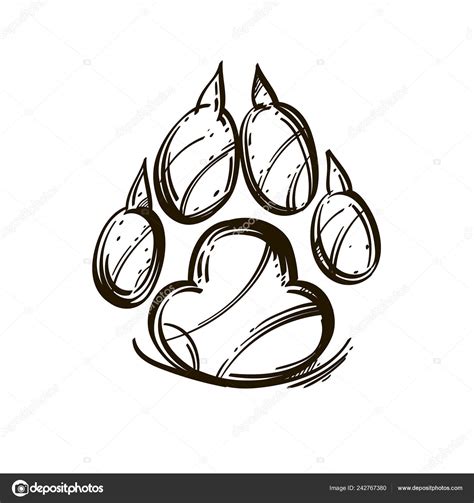 Paw Print Outline Wolf Paw Print Outline Vector