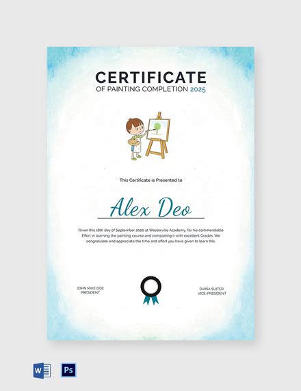 Painting Certificate 12 Word Psd Ai Indesign Format Download