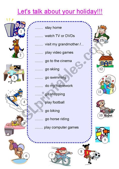 Vocabulary Let´s Talk About Your Holiday Esl Worksheet By Zeline