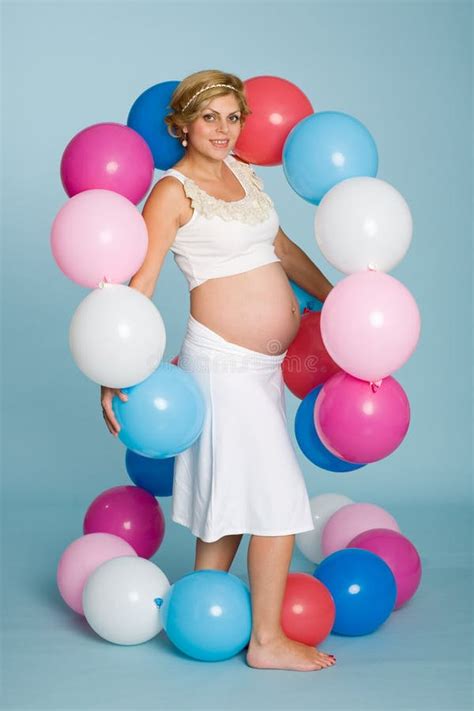 Pregnant Young Woman C Balloons Stock Image Image Of Birth Beautiful