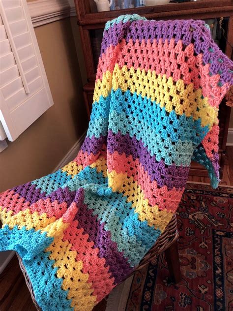 Crochet Blanket Crochet Afghan Crochet Throw Multi Color Etsy