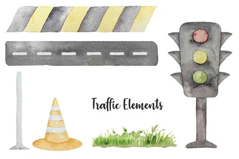 Watercolor Road Sign Clipart Traffic Signs Clip Art Bundle 32 Png By