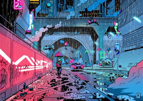 Rainy Night Cyberpunk Art Cyberpunk Aesthetic Cyberpunk City