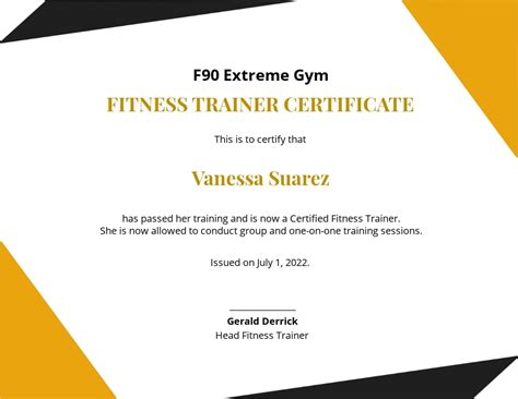 Personal Trainer Certificate Template