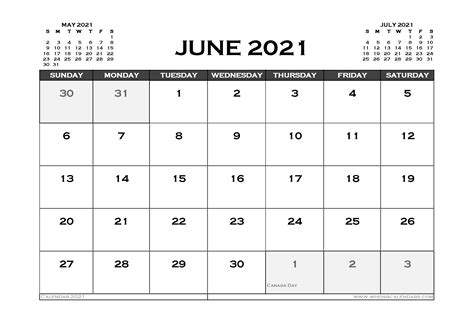 June 12th 2021 will be on a saturday and in in week 23 of 2021. Printable June 2021 Calendar Canada 12 Templates