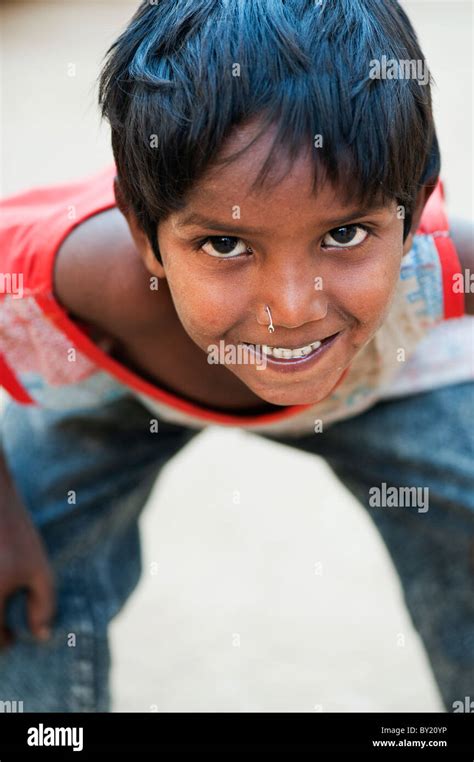 Happy Young Poor Lower Caste Indian Street Boy Smiling Andhra Pradesh