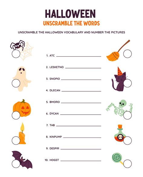 15 Best Halloween Unscramble Printable