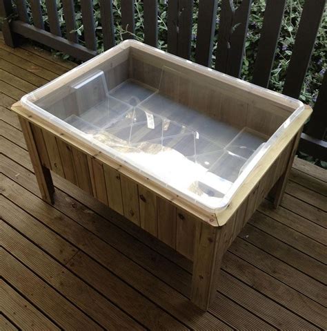 I wanted to fill the whole planter with soil and plant. DIY sensory table. Aldi raised garden bed with IKEA tub. | Family Day Care - Nurtured Learning ...