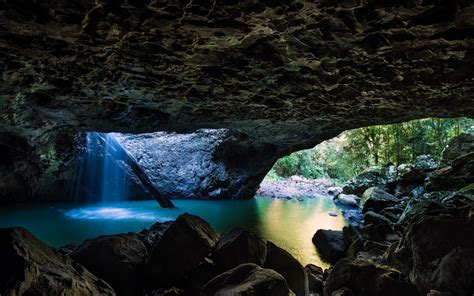 Wallpaper Trees Landscape Waterfall Rock Nature Reflection Pond