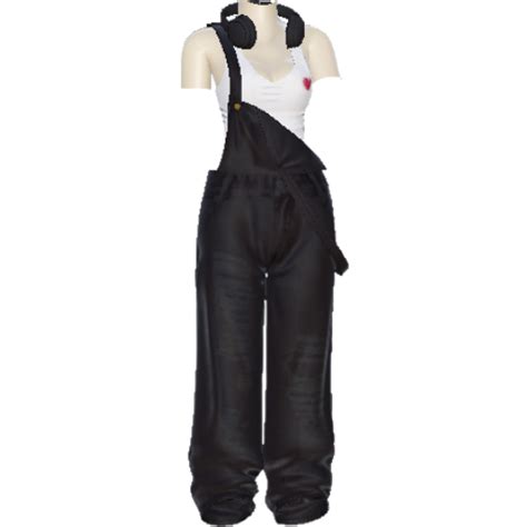 A Mannequin Wearing Black Overalls And White Tank Top