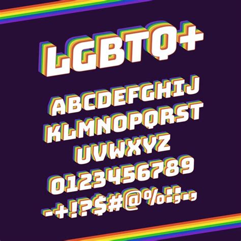 Premium Vector Rainbow Lgbtq Font Pride 3d Letters And Numbers