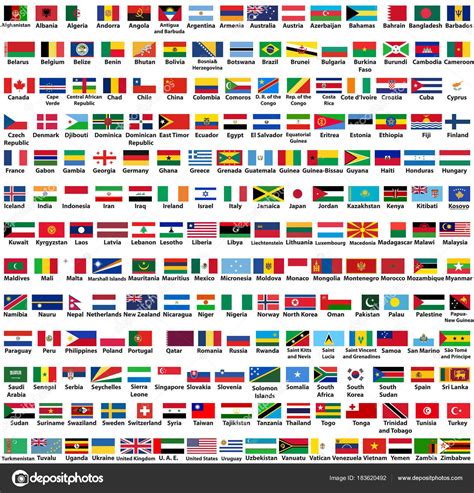Conjunto Vectores Todas Las Banderas Los Países Del Mundo Estados Stock