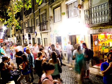 Street Of Bairro Alto District At Night Lisbon Lisbon City Guide
