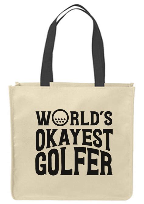 Canvas Tote Bags Worlds Okayest Golfer Caps Funny Golf Ball Golfing