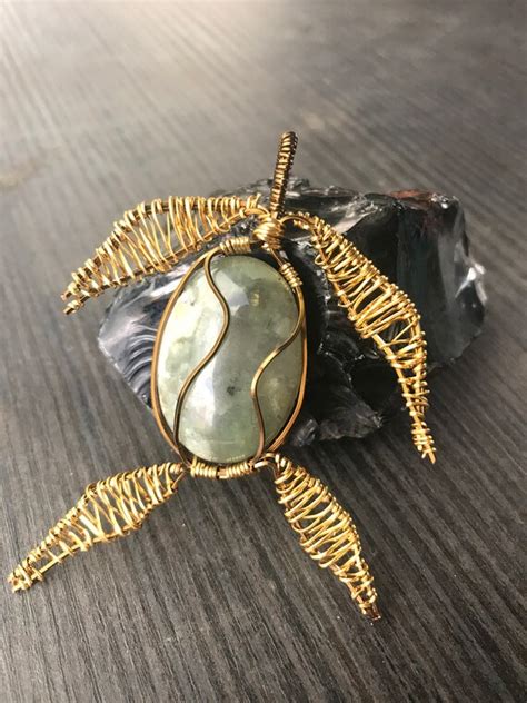 Whimsical Wire Wrapped Turtle Pendant With Amazonite Etsy