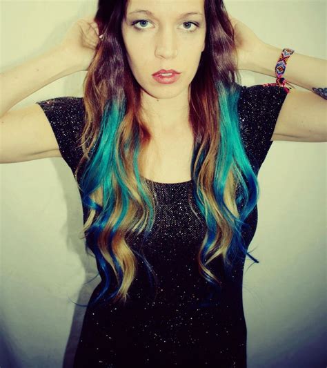 Ombre Turquoise Blue Tip Dyed Hair Extensions Hair Dye