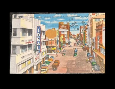 Vintage Full Color Postcard Rizal Ave Business Section Manila