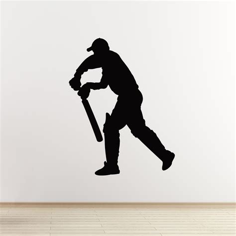 Cricketer Wall Sticker Batsman Standing Sports Themed Bedroom
