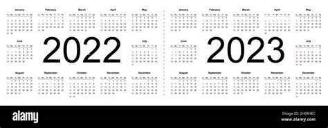 Calendarios Vectoriales Editables Simples Para El Año 2022 2023 La