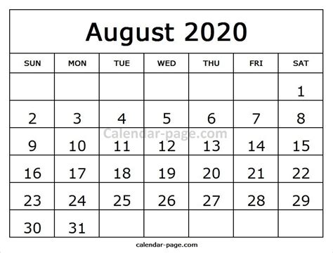 Identifying your social media audience is key to a successful campaign. Free Printable August Calendar 2020 (com imagens ...